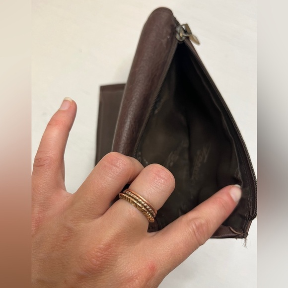 Fossil Deep Brown Pebbled Leather Tri-fold Wallet Card Slots & Zip Pockets - Picture 5 of 10